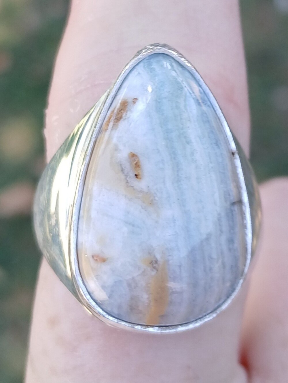 New Men's Blue Scheelite 925 Silver Ring. 